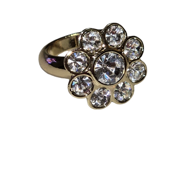 Vintage Signed NWT Rhinestone Necklace 14in, Pist Earrings, Ring SZ 6 Set - Picture 3 of 7